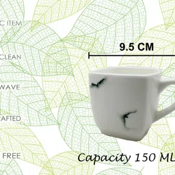 laghima jadon Pack of 6 Ceramic Pack of 6 Ceramic Square Shape Coffee Printed Tea/Coffee Cups Beautiful & Stylist, Best For HOME/OFFICE Regular Use (Set of 6) Ceramic (White & Green) 80ML image 5