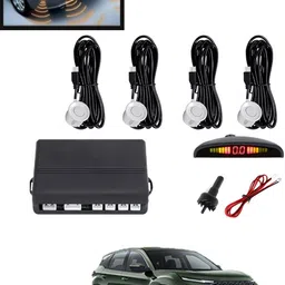 maties 4Pcs White Reverse Parking Sound Warning sensor for car Protection-132 Car Reverse Parking White 4 Sensor With LED Display/Buzzer -132 Parking Sensor-picture-44