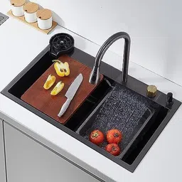 messina 30x18x9 inch Kitchen Sink with Integrated Waterfall Sink Pull Down Faucet Stainless steel Matt Finish_A150 Vessel Sink-picture-12