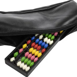 spillbox Abacus Math Kit for Kids 13 Rod Multicolor White Bead with Square Pouch- Black image 5
