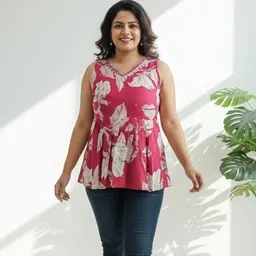 rathore Casual Shoulder Straps Printed Women White, Pink Top-picture-31