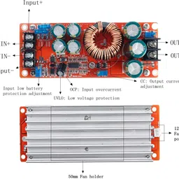 inkocean 1200W 20A DC Boost Converter Step-up Power Supply Module In10~60V Out 12~83V Electronic Components Electronic Hobby Kit image 4