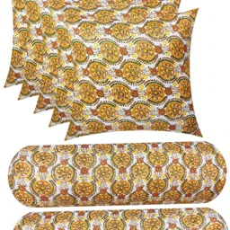 actos Microfibre Cushion Pack of 7 Floral Combo Set of 2 Bolster And 5-picture-20