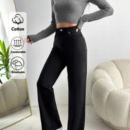 silver threads Women Straight Fit High Rise Black Jeans image 3