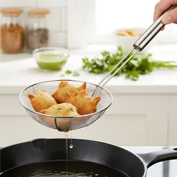 tachi 16inch Stainless Steel Puri Strainer Jhara | deep fry jhara Deep Frying Basket image 4