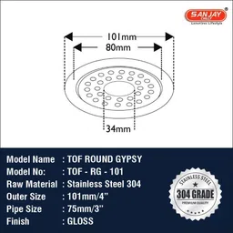sanjay chilly Floor Stainless Steel Push Down Strainer image 2