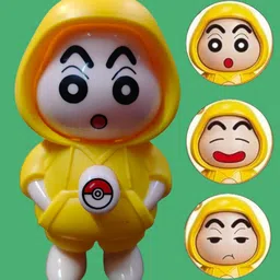 yaykid Cartoon Shinchan Cute Yellow Hoodie Expression Change Desk Collectible Funny Toy-picture-28