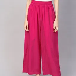 go gazab Women Regular Fit Pink Viscose Rayon Trousers-picture-26