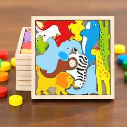 vhd Multicolor Wooden Animal Puzzle – Fun & Educational Toy for Kids W50-picture-33