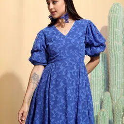 tokyo talkies Women Gathered Blue Mini/Short Dress-picture-32