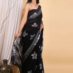 pallo latke Printed Daily Wear Cotton Linen Saree image 4