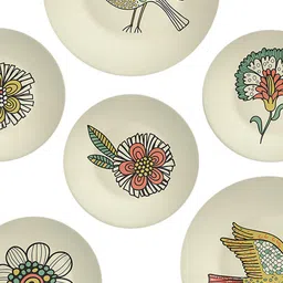 quirk india Multicolour Vinatage American Bird Decorative Wall Plates- Set Of 6 image 4