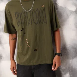 Kook N Keech Street Style Fish Eye Cut-Outs Printed Relaxed Fit T-shirt-picture-20