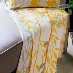 URBAN SPACE Yellow & White Floral AC Room Single Bed Blanket-image-26