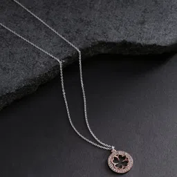 Carlton London Silver-Toned & Rose Gold-Toned Rhodium-Plated CZ Stones Necklace-image-22