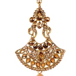 ANIKAS CREATION Women Gold-Plated & White Kundan Embellished Maang Tikka image 2