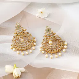 Rubans 24K Gold Plated Ruby, Emerald & Cubic Zirconia Studded Traditional Jewelry Set image 4