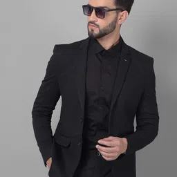 Crimsoune Club Slim-Fit Notched Lapel Collar Single Breasted Formal Blazer-image-22