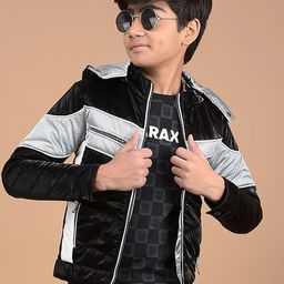 Crimsoune Club Boys Black Color-Blocked Lightweight Crop Padded Jacket-picture-31