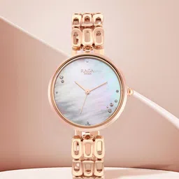 Titan Women Grey Brass Mother of Pearl Dial & Rose Gold Toned Stainless Steel Bracelet Style Straps Analogue Watch-picture-25