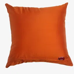 ZEBA Orange Textured Brocade Square Cushion Cover image 4