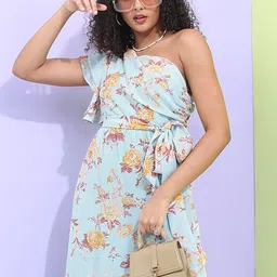 Tokyo Talkies Women Floral Print Off-Shoulder Fit & Flare Midi Dress-picture-4