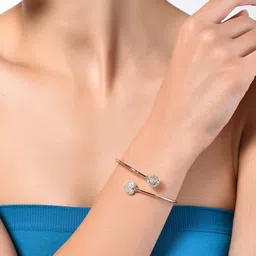 Zaveri Pearls Women Rose Gold Brass Cubic Zirconia Rose Gold-Plated Kada Bracelet-picture-50
