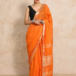 Moara Ready To Wear Cotton Linen Solid Saree with Unstiched Blouse-picture-20