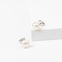 STERLYN 925 Sterling Silver-Plated Pearls Beaded Studs-picture-26
