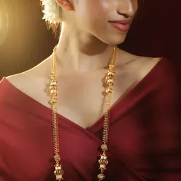 Rubans Women 22K Gold-Plated Long Layered Golden Beaded Traditional Necklace-picture-34