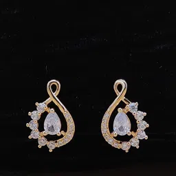 JYONA Rose Gold-Plated American Diamond & CZ Studded Floral Shaped Drop Earrings-picture-39