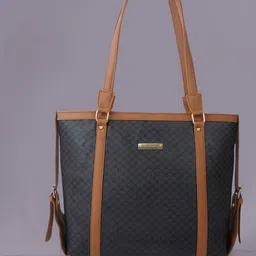 DressBerry Black & Brown Textured Oversized Structured Shoulder Bag-picture-41