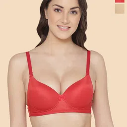 Tweens Red & Nude-Coloured Bra Medium Coverage Heavily Padded-image-73