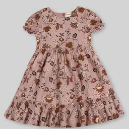 INCLUD Girls Floral Printed Puff Sleeves Gathered or Pleated Fit & Flare Dress-picture-41