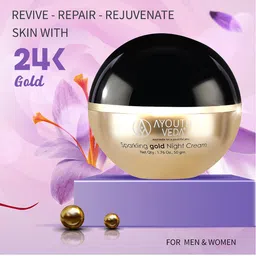AYOUTHVEDA Sparkling Gold Nano Elemental Cream with 24K Gold & Kashmiri Saffron - 50g image 3