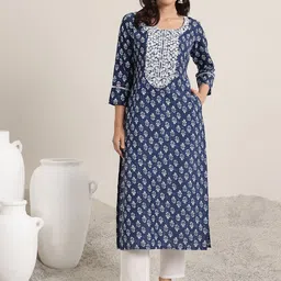 Libas Ethnic Motifs Printed Embroidered Round neck Kurta image 2