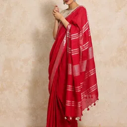 Moara Ready To Wear Cotton Linen Solid Saree with Unstiched Blouse image 2