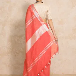 Moara Ready To Wear Cotton Linen Solid Saree with Unstiched Blouse image 5