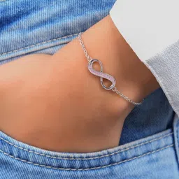 Zavya 925 Sterling Silver Rhodium-Plated Cubic Zirconia Studded Charm Bracelet image 4