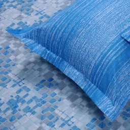 Huesland Blue & White Abstract Cotton 144 TC Double Queen Bedsheet with 2 Pillow Covers image 4