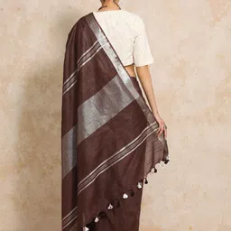 Moara Ready To Wear Cotton Linen Solid Saree with Unstiched Blouse image 2