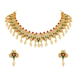 ASMITTA JEWELLERY Set Of 2 Gold Plated Stone Studded & Beaded Jewellery Set image 5