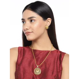 ASMITTA JEWELLERY Set Of 2 Gold-Plated Stone-Studded & Beaded Jewellery Set image 4