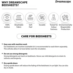Dreamscape Blue & White Ethnic Motifs 200TC King Fitted Bedsheet with 2 Pillow Covers image 4