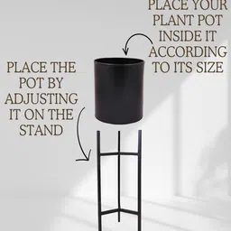 stand master Black Metal Plant Stand (1 Pc) image 2