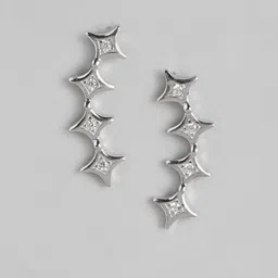DressBerry Rhodium-Plated 925 Sterling Silver Star Shaped Ear Cuff Earrings image 2