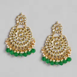 Peora Green & White Gold-Plated Kundan Studded Handcrafted Jewellery Set image 3