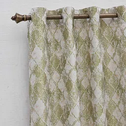 Ariana Green & White Ethnic Motifs Long Door Curtain image 2