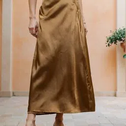 Shein Party Side Tie-Up Mustard Maxi Wrap Skirt-image-22