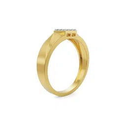 emori Men Yellow Gold Geneva Lab Grown Diamond-Studded Band Ring image 2